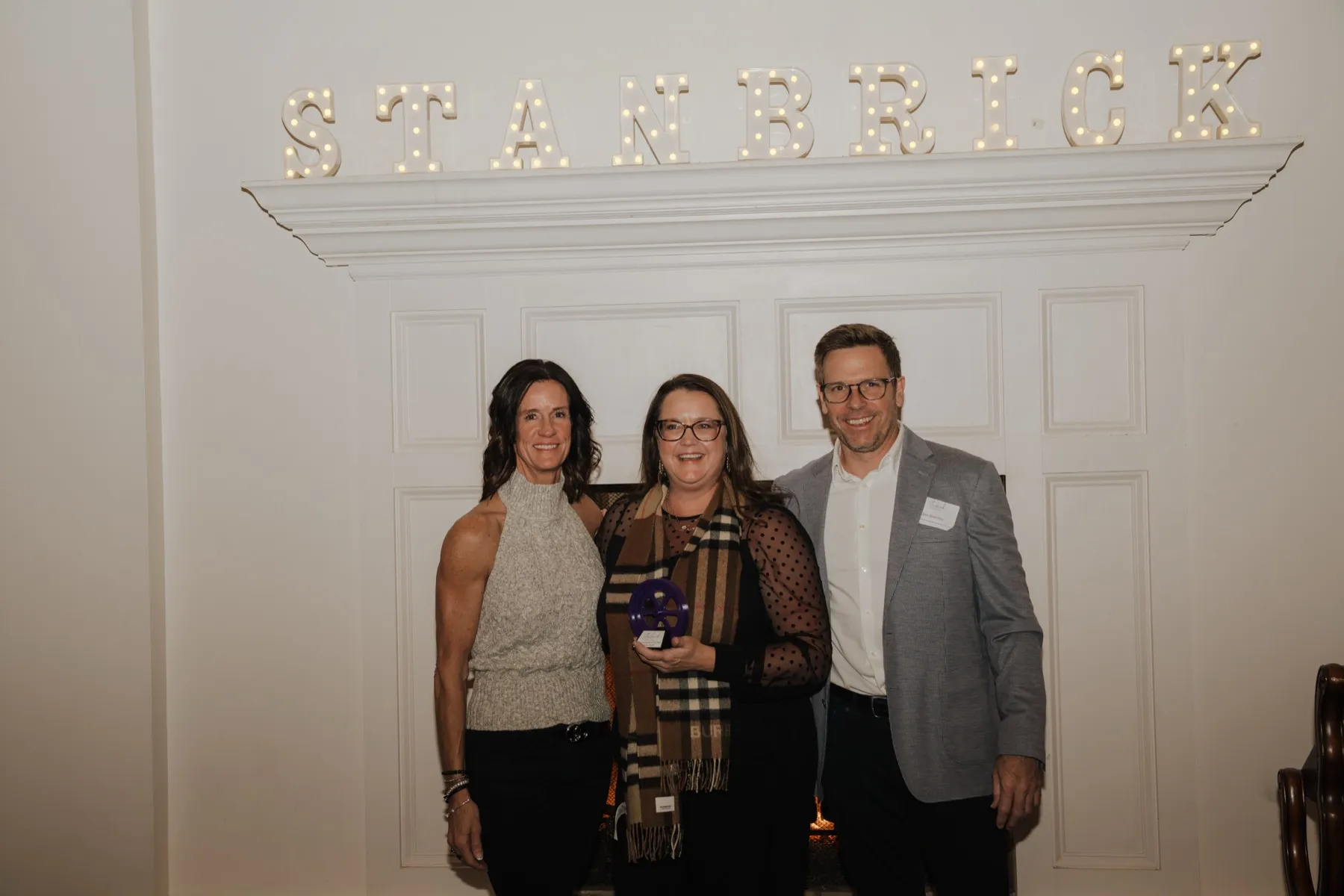 A recognition moment at the Stanbrick holiday party